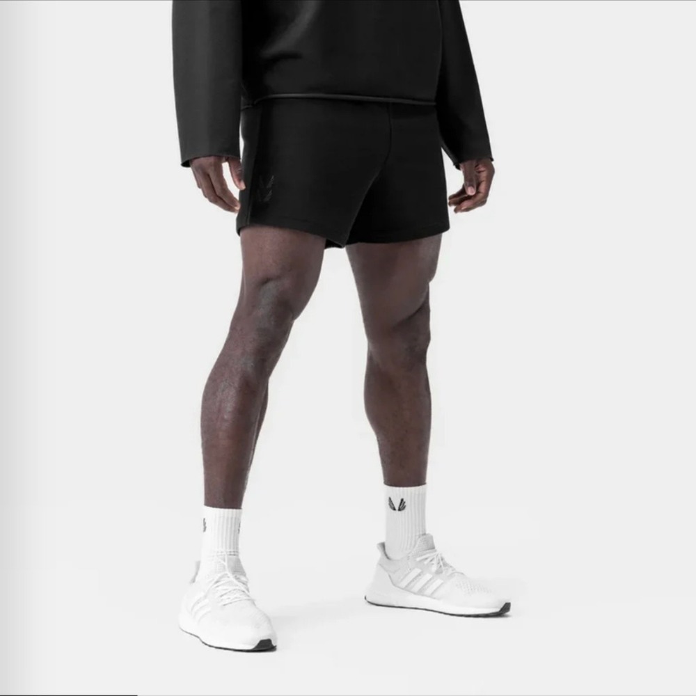 ASRV Sweat Shorts Mens Large Black Waffle Knit 5" Inseam Gym Training Athletic